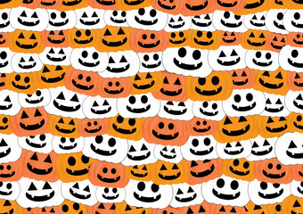 vector pumpkin pattern background on happy halloween concept, creative design pattern background, vector illustration.