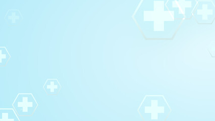 Hexagon cross geometric white pattern medical bright on blue background.