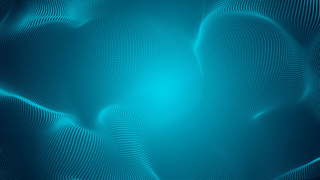 Abstract Dot Pattern Blue Green Wave Light Gradient Texture Technology Background.