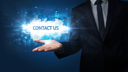 Hand of Businessman holding motivational message