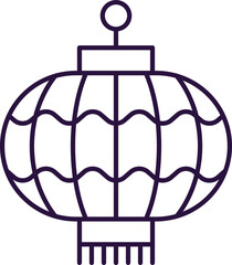 Chinese New Year concept. Vector line icon of paper lantern. Editable stroke drawn with thin line. Sign and symbol perfect for internet stores, shops, books, web sites, apps