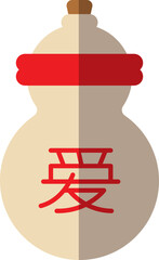Chinese New Year. Vector flat icon of Chinese jar with hieroglyph for web sites, apps, books, adverts, articles and other places. Vibrant illustration
