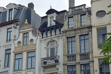 close up of historic buildings in Brussels  - 540351163