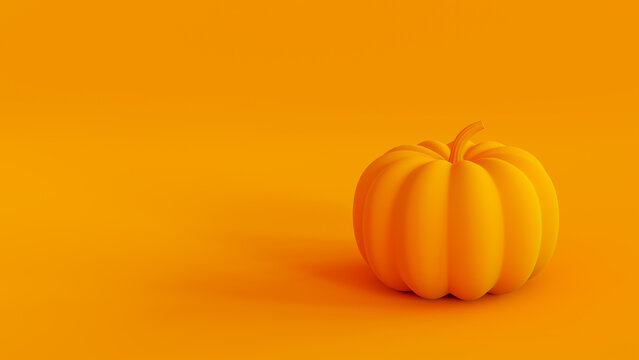 3D illustration of Halloween Theme Pumpkin on Orange Background.