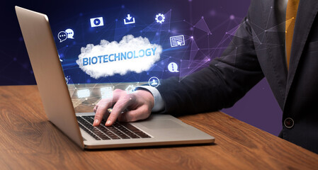 Businessman working with laptop concept