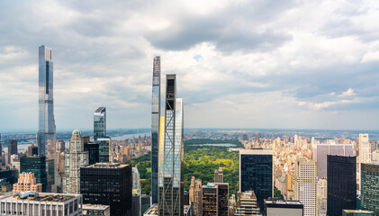 Panorama of high-rise buildings of Manhattan in the New York Central Park area