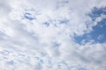 Picturesque view of beautiful blue sky with fluffy clouds