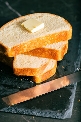 Pain de mie is a loaf of white bread with a thin, soft crust. It is mostly sold sliced and packaged.