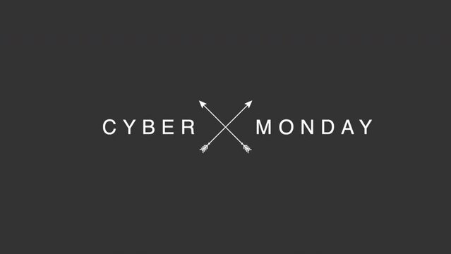 Cyber Monday with arrows on black modern gradient, motion abstract holidays, minimalism and promo style background