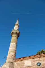 Fototapeta na wymiar TIFLI CAMII. It is located in the center of Canakkale, on Carsi Street. It is located between Aynali Carsi and Korfmann Library.