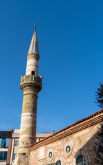 Fototapeta na wymiar TIFLI CAMII. It is located in the center of Canakkale, on Carsi Street. It is located between Aynali Carsi and Korfmann Library.
