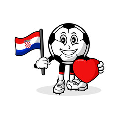 Mascot cartoon football love croatia flag design