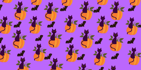 Cute Halloween  Cartoon digital  painting Set pattern wallpaper 
