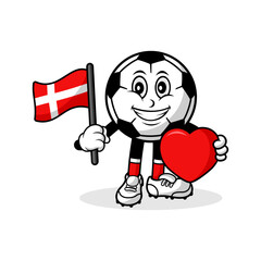 Mascot cartoon football love denmark flag design