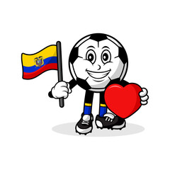 Mascot cartoon football love ecuador flag design