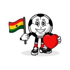 Mascot cartoon football love ghana flag design