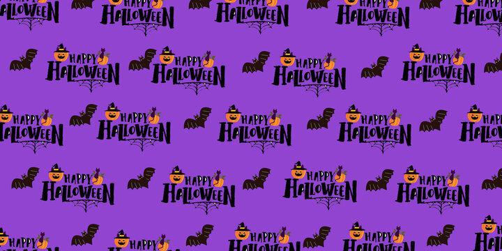 Cute Halloween  Cartoon digital  painting Set pattern wallpaper 