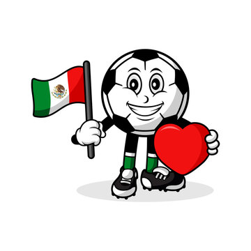 Mascot cartoon football love mexico flag design