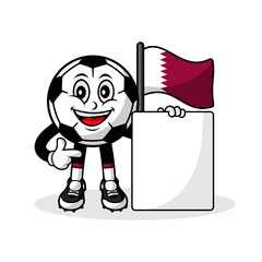 Mascot cartoon football qatar flag with banner