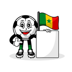 Mascot cartoon football senegal flag with banner