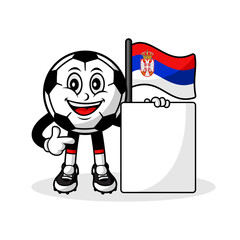 Mascot cartoon football serbia flag with banner