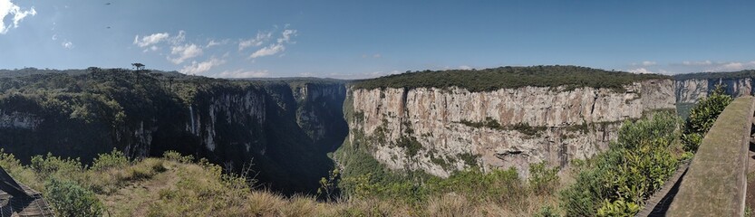 View of a beautiful landscape. Cliffs and blue sky. 