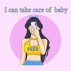 Cute Girl in Cosplay  Cartoon digital  painting Set pattern wallpaper 