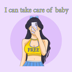 Cute Girl in Cosplay  Cartoon digital  painting Set pattern wallpaper 