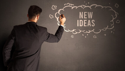 businessman drawing a cloud with inscription