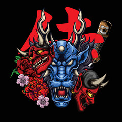 Vector illustration of japanese dragon head