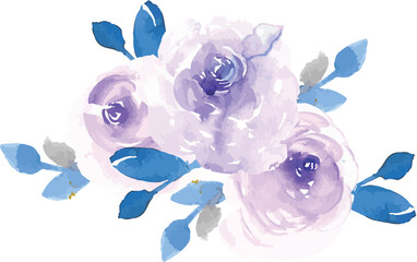 Watercolor floral frame / wreath - flowers, leaves and branches with gold geometric shape, for wedding invites, greetings, wallpapers