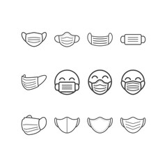 a set of mask icons in white background