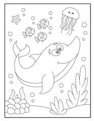 Obraz premium Cute dolphin coloring pages for children