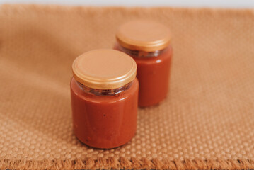 jam pot, jar of jam, tomato extract jam