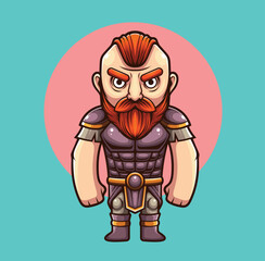 Vector illustration of viking cute mascot
