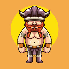 Vector illustration of viking cute mascot