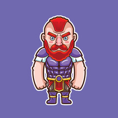 Vector illustration of viking cute mascot