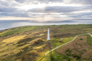 Fototapeta na wymiar Drone aerial photograph of Cape Wickham Lighthouse