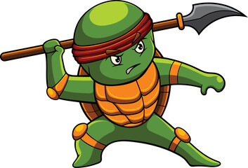 turtle cartoon character with ninja pose © harrisaputra