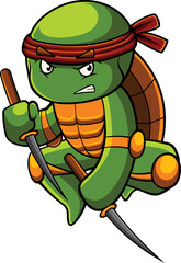 turtle cartoon character with ninja pose
