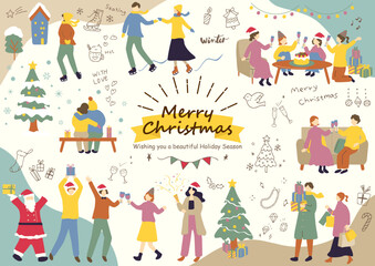Fototapeta premium クリスマスを楽しむ人達