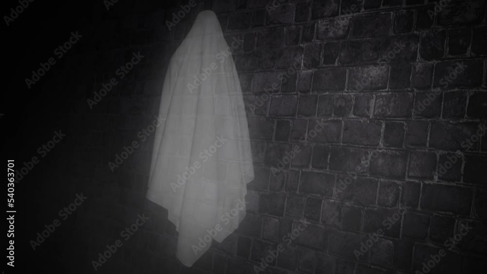 Canvas Prints ghost floating along dark brick wall 4k loop features a floating ghost flying down a dark hallway al