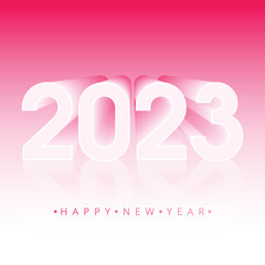 Happy new year 2023 card holiday with pink background