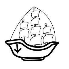 Hand drawn ship doodle