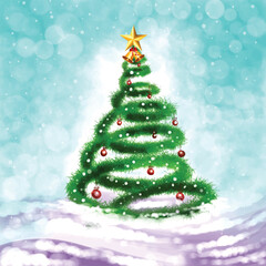 Holiday decorative christmas tree greeting card background