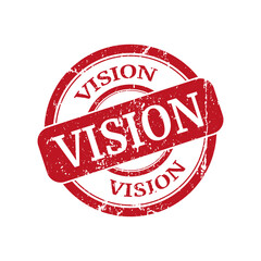 Vision red round grungy vintage rubber stamp