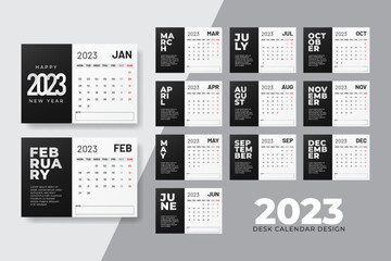 2023 new year clean modern desk calendar template design