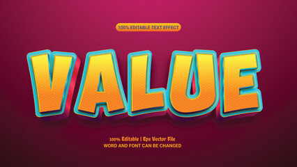 Value 3d editable premium vector text effect