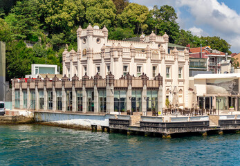 Fototapeta na wymiar Sariyer Subay Askeri Gazinosu, a restaurant by Bosphorus Strait, suited beside Sariyer ferry terminal, Istanbul, Turkey