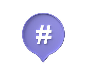 Obraz premium Hashtag in speech bubbles 3D render.
